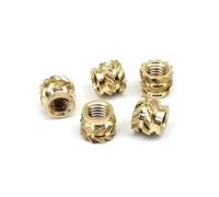 Threaded Insert Knurled Nuts 50/100pcs M1.6 M2 M2.5 M3 M4 Solid Brass Copper Embed Nut for Hot Melt Injection Molding(M4xL6xOD6 50PCs)