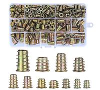 Threaded Insert Nuts, 230 Pcs Zinc Alloy Furniture Hex Socket Drive Screws, Assorted Screw-in, M4/M5/M6/M8/M10 Flat Head Threaded Rivet Nuts Assortment Kit for Wood Furniture (230pcs)