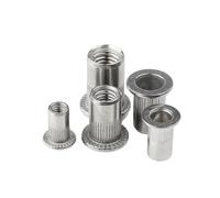 Threaded Insert Nutserts, 304 Stainless Steel Flat Head Vertical Stripe Rivet Nuts M3-M10 Silver(M10 x 5picecs)