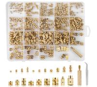 Threaded Inserts Assortment Kit 465 PCS, Premium Brass Heat Inserts Set, M2 M2.5 M3 M4 M5 M6 Metric Knurled Nuts with Heat Set Insert Tips, Ideal for 3D Printers & Plastics & DIY