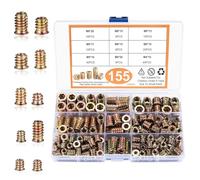 Threaded Inserts for Wood, 155 PCS Insert Nuts M4 M5 M6 M8 Hex Drive Head Nut Zinc Alloy Hex Socket Drive for Wood Furniture DIY Project