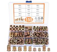 Threaded Inserts for Wood, 155 Pcs Threaded Insert Nuts, M4 M5 M6 M8 Flanged Hex Socket Screw-in Nuts, Hexagon Socket Screws Wood Threaded Insert for Wood Furniture (Color Zinc)