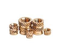Threaded Inserts Hot Melt Thread Knurled Brass Insert Nut 100-10 Pcs M1/M1.2/M1.4/M2/M2.5/M3/M4/M5/M6/M8 10 Sizes Copper Female Threaded Inserts Thread Knurled Brass Nuts(L2.5mm,M4(OD 5mm)20pcs)