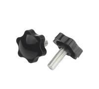 Threaded Knobs,Plastic Clamping Knob, 1~5pcs M4 M5 M6 M8 M10 M12 Six-Lobe Star Shape Thread Clamping Handle Bolt Carbon Steel Hand Knob Tightening Screw(100mm,M4 5pcs(D 25mm))