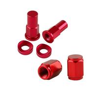 Threaded Motorcycle Tire Nut and Washer Replacement, Red | Circular Washer Configuration, Threaded Six-Sided Nut Components, Direct Fastening to Corresponding Tire Hardware