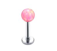 Threaded Nose Studs Titanium, 1pcs 16GTragus Helix Piercing Jewellery Studs Opal with Round Top, Silver Pink