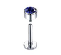 Threaded Nose Studs Titanium, 1pcs 16GTragus Helix Piercing Jewellery Studs Round with Cubic Zirconia, Silver Dark Blue