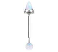 Threaded Nose Studs Titanium, 1pcs 16GTragus Helix Piercing Jewellery Studs with Round and Tapered Opal White-3mm, Silver White-3mm