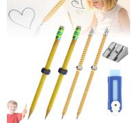 Threaded Pencils for Adhd, That Moves Adhd Pencil Threaded, Threadeds Fidget Pencil Adhds Tools for Kids, Pencils with Nut with Nut for Anxiety, Silent Sensory Tool Stress Relief for School(4PCS)