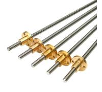 Threaded Rod Lead Screws, 3D Printer Accessories Trapezoidal Lead Screw + Nut T6 Length 100-1000mm 2 Pcs(250mm)