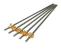 Threaded Rod Lead Screws, 3D Printer T6 Trapezoidal Lead Screw 6mm 12mm Lead 100-1000mm Copper Nut(400mm)