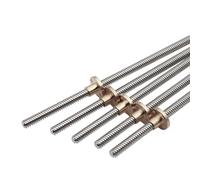 Threaded Rod Lead Screws, T8 Lead Screw 8mm Trapezoidal Copper Nut 3D Printer Multiple Sizes(Pitch 2mm Lead 2mm,200mm With Nut)