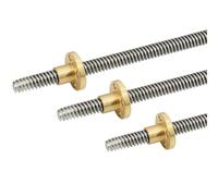 Threaded Screw Rod,Trapezoidal Lead Screw,3D Printer T12 Lead Screw, Lead 2mm 4 8 10 12mm Length 150 Mm 250 350 450 550 Mm Stainless Steel Rod With Copper Nut, 1pcs(Pitch 2mm Lead 12mm,250mm)