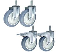 Threaded Stem Caster M14 M16 M20×30 Swivel Caster Wheels Heavy Duty 3-Inch 4-Inch 5-Inch Dual Locking No Noise TPR Rubber Castors Set Of 4 For Trolley Serving Cart