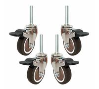 Threaded Stem Furniture Caster, Pack of 4, 60mm Swivel Caster Wheels with Brake, Locking Replacement Wheel for Cart, No Noise Rubber Castor