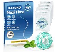 Threader Floss for Braces 260 Count, 2-in-1 Fluffy Dental Floss | Pre-Measured Strands, 840D Expanding Nylon, Waxed & Shred-Resistant, Icy Mint Flavour
