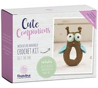 Threaders Cute Companions-Olly The Owl Miniature Handheld Crochet Kit, 100% Cotton, Brown, 10.5 x 14.4 x 6.5 cm