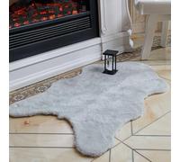 ThreadGlobe Fluffy Faux Rabbit Fur Rug 2'x3', Ultra Soft & Non-Slip Small Rugs for Bedroom, Living Room, Nursery, No Shedding Machine Washable Rug, Grey, 2x3 Ft