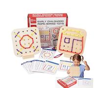 Threading Board - Wooden Fine Motor Skill Learning Set, Educational Lacing Toys, Early Development Activity Games | Engaging Preschool Travel Toy For Ages 3+ Kidsc Road Trip Plane Home Use