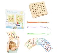 Threading Toy - Wooden Lacing Educational Game | Preschool Learning Activity with Beads and Shapes, for Boys Girls Hands-On Confidence Building Toys, 6.69x1.38x6.14 inches
