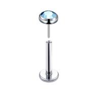 Threadless Nose Stud, 1pcs Titanium 18GTragus Cartilage Nose Piercing Jewellery Studs with Round Cubic Zirconia Light Blue, Silver Light Blue