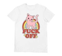 Threadless T-Shirt (Cat Fuck Off Design) XL Extra Large Unisex Novelty T Shirt, Womens and Mens Clothing - Official Merchandise White