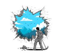 Threadless x IWOOT Breakthrough To The Other Side Men's T-Shirt - White - 5XL