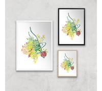 Threadless x IWOOT Flowers In A Cart Watercolor Giclee Art Print - A2 - White Frame