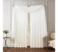 Threadmade Elrene Home Fashions Athena Faux Crushed-Silk Window Curtain Panel and Valance Set, 52"x108" (2 Panels) & 1 Valance, White