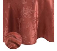 Threadmade Elrene Home Fashions Elegant Woven Leaves Jacquard Damask Fabric Tablecloth for Fall/Harvest/Thanksgiving, 60" x 84" Oval, Spice Red