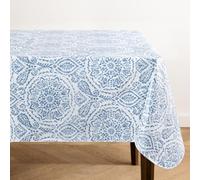 Threadmade Elrene Home Fashions Savannah Boho Paisley Water- and Stain-Resistant Vinyl Tablecloth with Flannel Backing, 60 Inches X 84 Inches, Rectangle, Blue