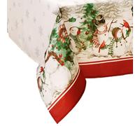 Threadmade Elrene Home Fashions Snowman Winterland Holiday Snowflake Tablecloth, 60"x144" Rectangle, Multi Color