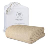 Threadmill 100% Pure Cotton, King Size Beige Blanket - Herringbone Pattern, Lightweight, Soft & Cozy Premium Fall Throw Blanket for All Seasons, 350GSM & 106x92 with Free Tote Bag