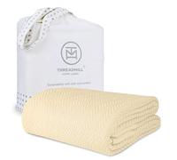 Threadmill 100% Pure Cotton, Twin Size Vanilla Cream Blanket - Herringbone Pattern, Soft & Cozy Premium Fall Throw Blanket for All Seasons, 350GSM & 68x92 with Free Tote Bag