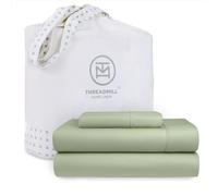 Threadmill - 300 Thread Count Sage Green Twin Sheets - 100% Long Staple Cotton Sheets - 3 Pc Bed Sheet Set - Washable & Breathable Sateen Sheets with Elasticized Deep Pockets - Wrinkle Free Sheets