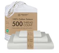 Threadmill Cotton Twin XL Sheets Set, Soft 100% Cotton, Cooling Bed Sheets with Deep Pocket Snug Fit Elastic, 500 Thread Count, 3-Pc, Hotel Quality Bed Sheets, Beats Egyptian Cotton Claim, Light Grey