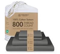 Threadmill Genuine 100% Cotton Rich Thread Count 100% Cotton 4pc Bed Sheets Set Fits 16 inch Deep Pocket (Dark Grey)