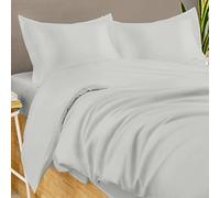 Threadmill Home Linen 100% Cotton Duvet Cover, King Size 3 Piece Set with 2 Pillow Shams, Lightweight & Breathable, Classic Solid Light Grey Duvet Cover Set