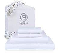 Threadmill Home Linen 1000 Thread Count 100% Certified American Grown Supima ELS Cotton Sheets, 4-Piece Queen Bed Sheets Set, Super Luxury Smooth Sateen Bedding, White