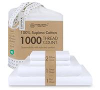 Threadmill Home Linen 1000 Thread Count 100% Certified American Grown Supima ELS Cotton Sheets, 4-Piece Queen Bed Sheets Set, Super Luxury Smooth Sateen Bedding, White