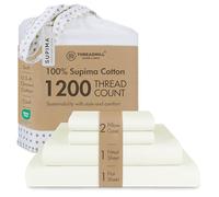 Threadmill Home Linen 1200 Thread Count 100% Supima ELS Cotton Sheet Set, King Sheet, Super Luxury Bedding, King 4 Piece Set, Ivory, Smooth Sateen Weave.