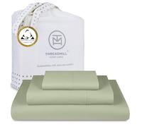 Threadmill Home Linen 400 Thread Count Bedding Collection 100% ELS Cotton Solid Sateen Sheet Set, Luxury Bedding, 3 Piece Set, Bed Sheets, Smooth Sateen Weave, Twin, Sage