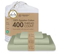 Threadmill Home Linen 400 Thread Count Bedding Collection 100% ELS Cotton Solid Sateen Sheet Set, Luxury Bedding, 3 Piece Set, Bed Sheets, Smooth Sateen Weave, Twin, Sage