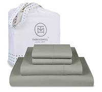 Threadmill Home Linen 800 Thread Count King Sheets Set - 100% Cotton Extra Long Staple Sheets - Luxury 4 Piece Bed Sheets King Size with Deep Pocket, Smooth Sateen Weave, Moon Grey King Sheets