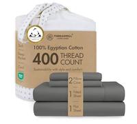 Threadmill Home Linen Certified 100% Egyptian Cotton 400 Thread Count,Queen Sheets, 4 Piece Sateen Weave Dark Grey Bed Set, Smooth ELS Combed Cotton, Solid Bedsheets with Elasticized Deep Pocket