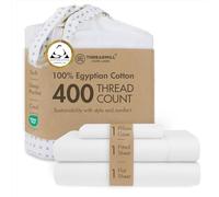 Threadmill Home Linen Certified 100% Egyptian Cotton Twin Bed Sheets, 400 Thread Count Sateen Weave,3 Piece Solid Sheet Set, Hotel White Sheets with Elasticized Deep Pocket