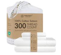 Threadmill Home Linen King Sheets King Size - Pure Long Staple Cotton Astra Jacquard Damask Weave, 4 Piece 300 Thread Count Bedsheet Set, Hotel Quality Hotel White Sheets with Elasticized Deep Pocket