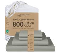 Threadmill Home Linen Queen Sheets - 800 Thread Count Sateen Weave, 100% Natural Cotton 4 Piece Solid Bedding Set, Extra Long Staple Cotton, Supreme Moonrock Grey Sheets with Elasticized Deep Pocket