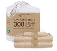 Threadmill Home Linen Single Bed Twin-XL Sheet-Set - Pure Long Staple Cotton, Tradition Jacquard Damask Weave, 3 Piece 300 Thread Count Bedding Set, Soft Beige Sheets with Elasticized Deep Pocket