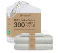 Threadmill Home Linen Twin-XL Sheet-Set, Single Bed Sheets - Pure Long Staple Cotton, Astra Jacquard Damask Weave, 3 Piece 300 Thread Count Bedding Set, Light Grey with Elasticized Deep Pocket